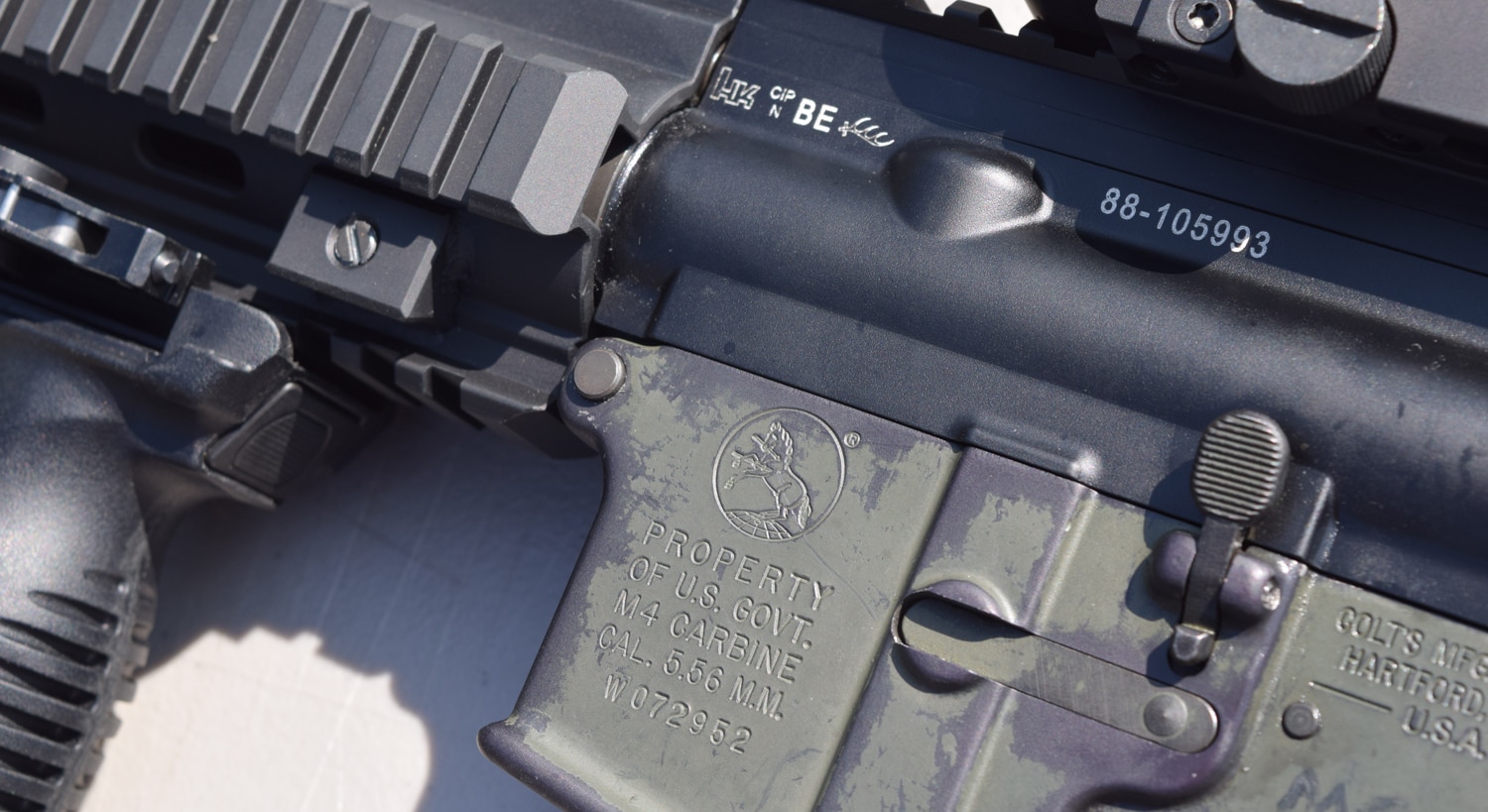 Each ATF SRT agent carries a franken-gun. Their carbines are equipped with an HK416 upper capable of select-fire options and a Colt lower receiver. (Photo: Daniel Terrill/Guns.com)