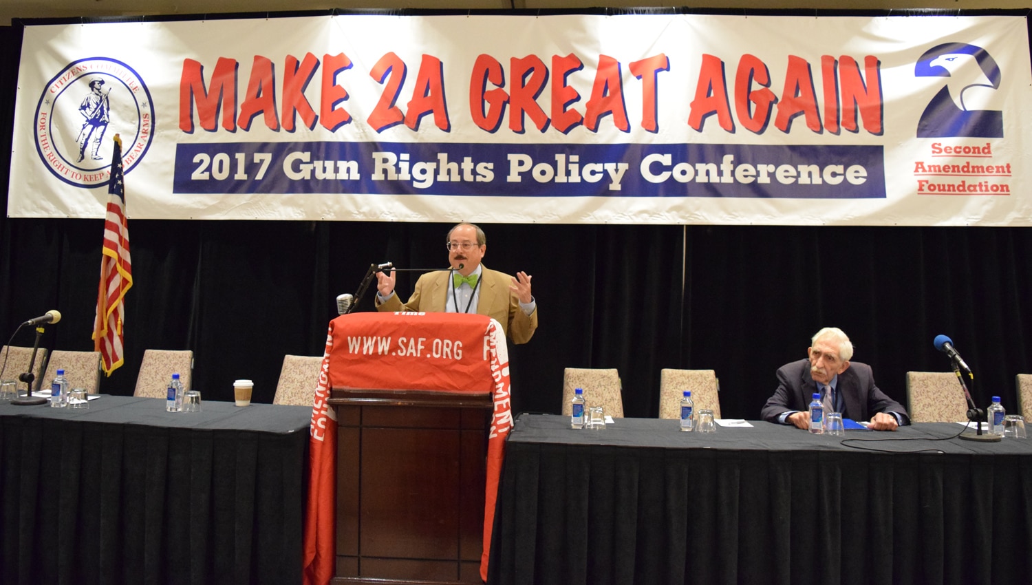Alan Gottlieb, president of the Second Amendment Foundation, gives the opening speech at the Gun Rights Policy Conference in Dallas on Sept. 30, 2017. (Photo: Daniel Terrill/Guns.com)