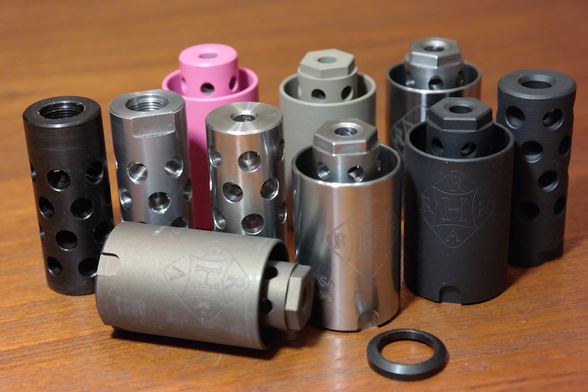 The muzzle brakes comes in a variety of finishes and colors. (Photo: RHF)