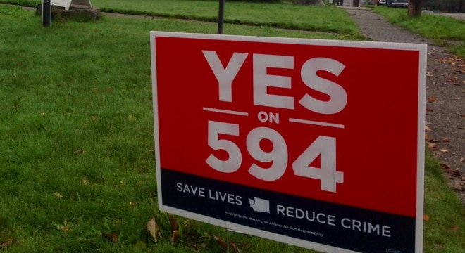 The argument heard this week centered on I-594, a 2014 voter referendum that expanded background checks to cover virtually all gun transfers in Washington. (Photo: Alliance for Gun Responsibility)