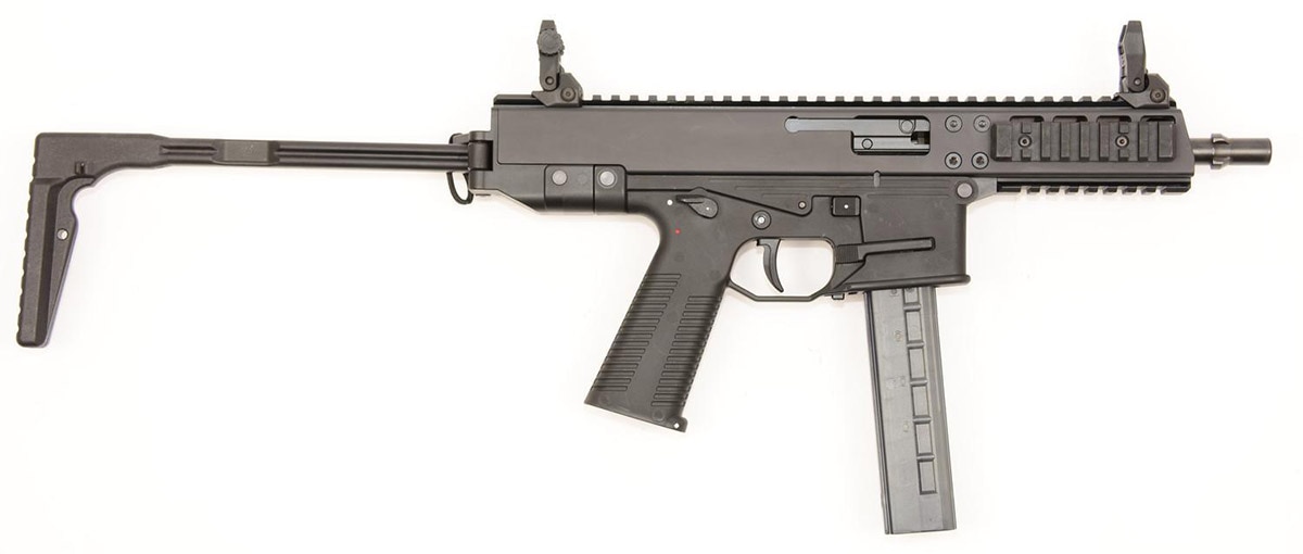 The GHM9 carbine, pictured with a folding stock, ships as a pistol with the stock available separately. (Photo: B&T USA)