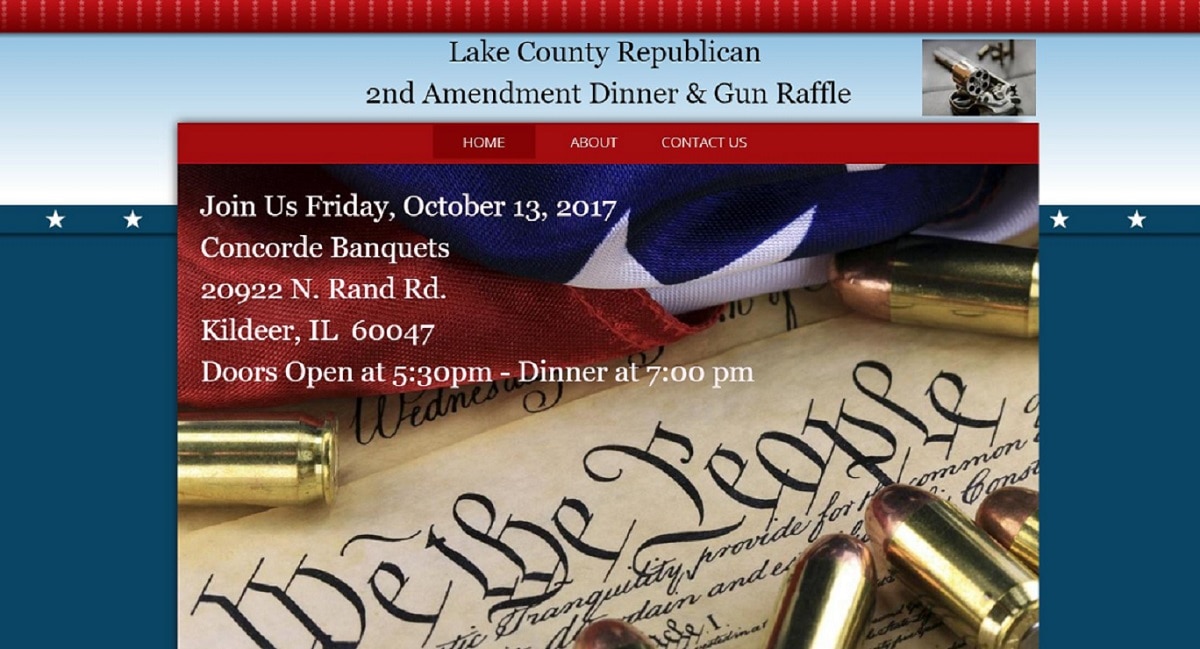 Promotional website for the Lake County Republicans 2nd Amendment Dinner and Gun Raffle. (Photo: LRC)