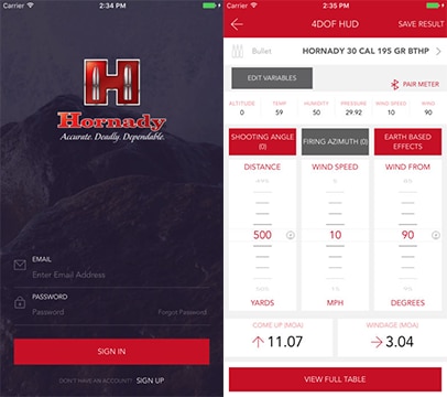 The Hornady App allows users to calculate ballistic data offline, when no wireless connectivity is available. (Photo: Hornady)