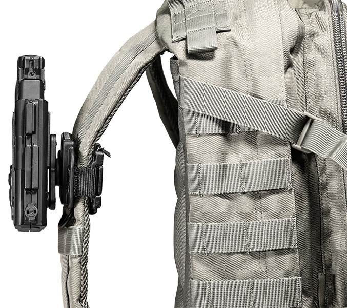 The Shift Shell attaches to the backpack allowing easy access to the gun. (Photo: Alien Gear)