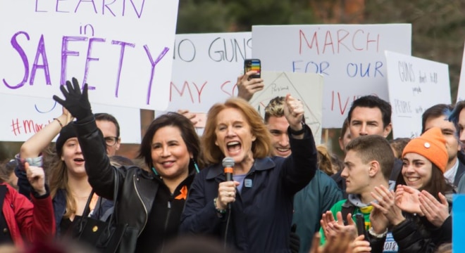 Mayor Jenny Durkan, seen here at a Seattle gun control rally in March, has introduced new firearms regulations to the City Council. (Photo: Durkan’s office)