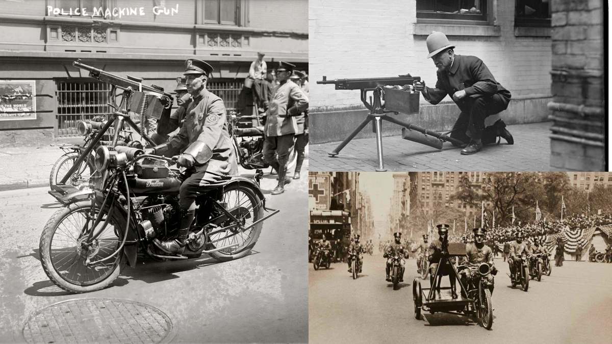 Police with Colt 1895 machine guns