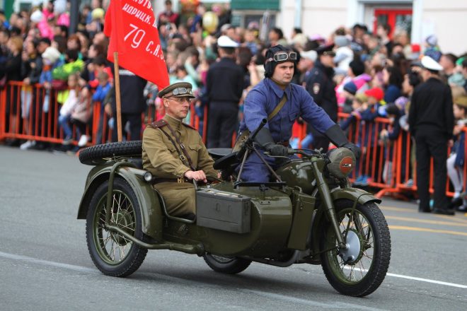 Russian Ural motorcycle DP28 Victory parade 2019
