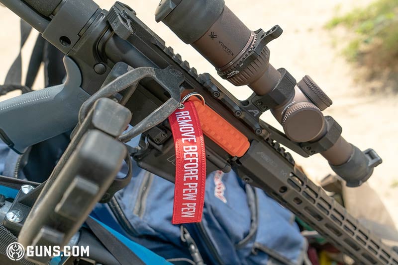 Remove Before Pew Pew safety AR15