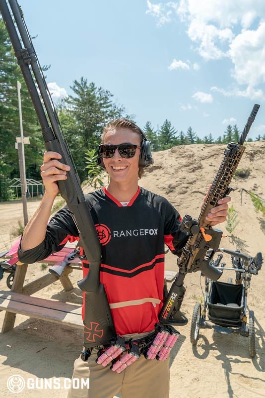 Ivan Bjornlund with his guns at the 3-gun event at Pioneer Sportsmen on July 28, 2019.
