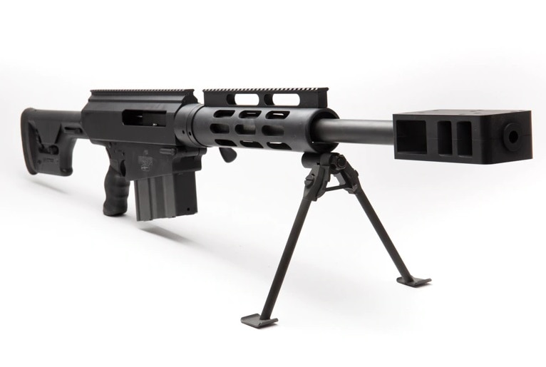 The overall length of the Bushmaster BA50 rifle is 58-inches, while the carbine is a downright compact 50-inches. The perfect squirrel gun at just 27-pounds! This gun is available in the Guns.com Vault complete with a Pelican hard case and two 10-round magazines.