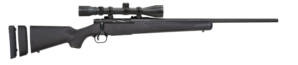 Pitched to youth, the Patriot Synthetic Super Bantam allows the user to add spacers to increase the LOP from 12 to 13 inches as they grow or simply to allow a smaller-statured user to customize their fit. An optional 3x9-40mm scope package is offered with Weaver-style bases. (Photo: Mossberg)