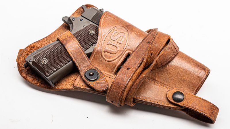 The U.S.-marked leather holster is imarked "U.S. Boyt 43" (Photo: Richard Taylor?Guns.com)