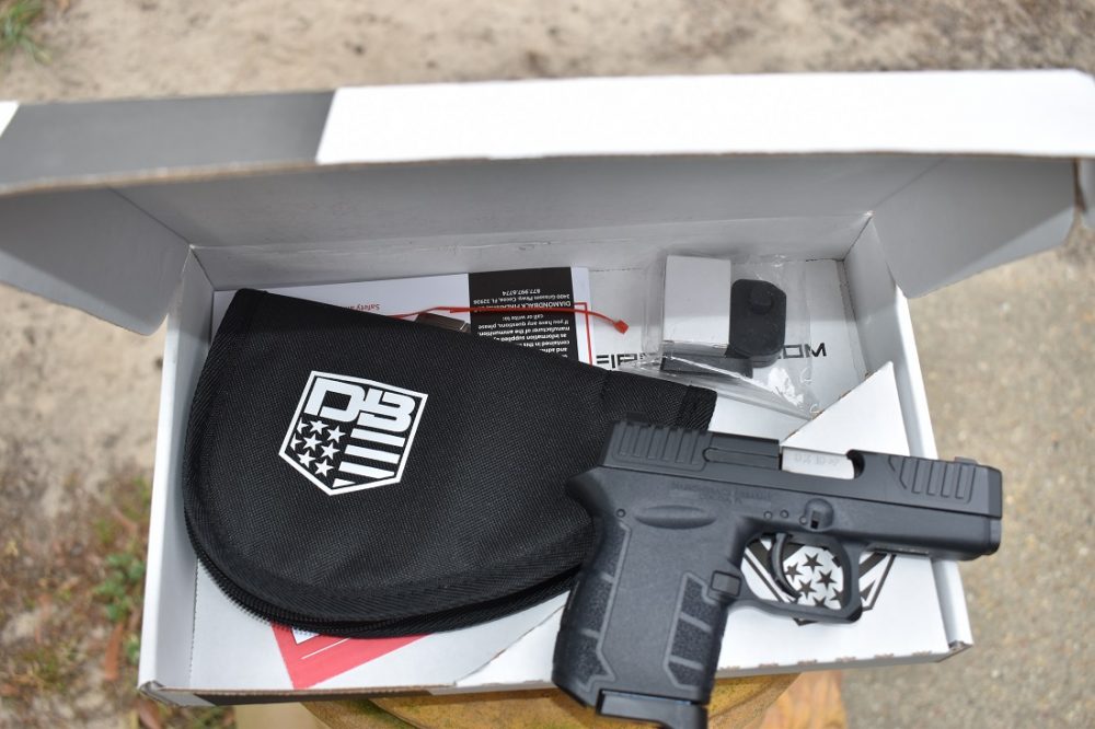 You can say a lot about the DB9, but Diamondback doesn't believe in nice boxes. The gun ships in cardboard but includes a zipper bag for storage. It ships with a single mag, but extras are cheap ($20) and the box includes both a finger extension floor pad and a flush example to allow the user a choice.