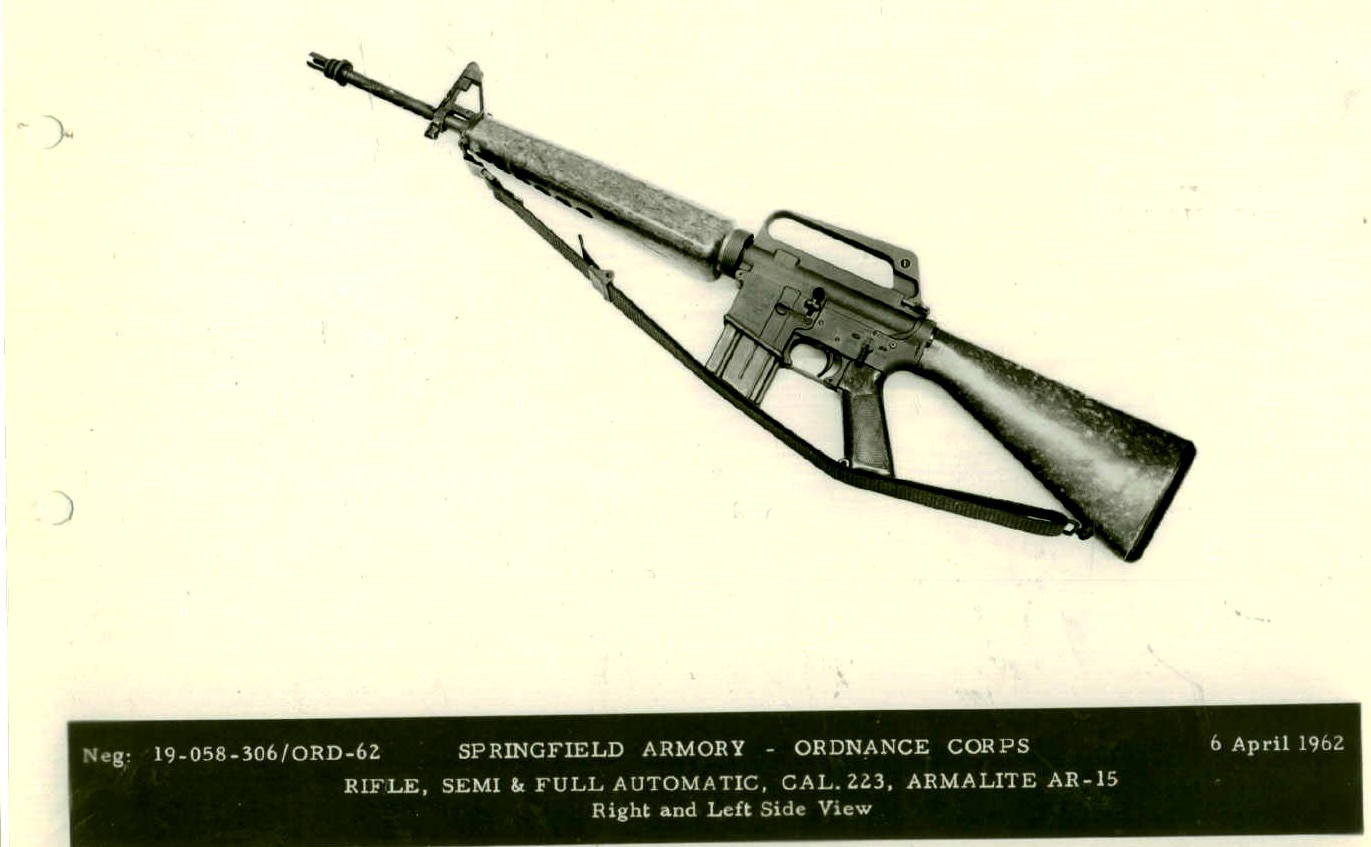 Left side view of Armalite AR-15 Automatic Rifle, Caliber 223 SPAR early fiberglass furniture 306-62.1