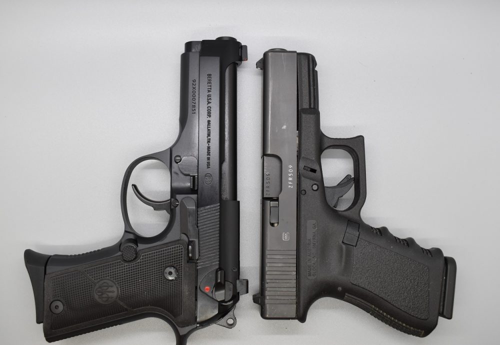 Compared to the Glock G19, the Beretta is again about a half-inch longer overall due to its slightly longer barrel and slide but runs close to the same height and weight even without the polymer frame.