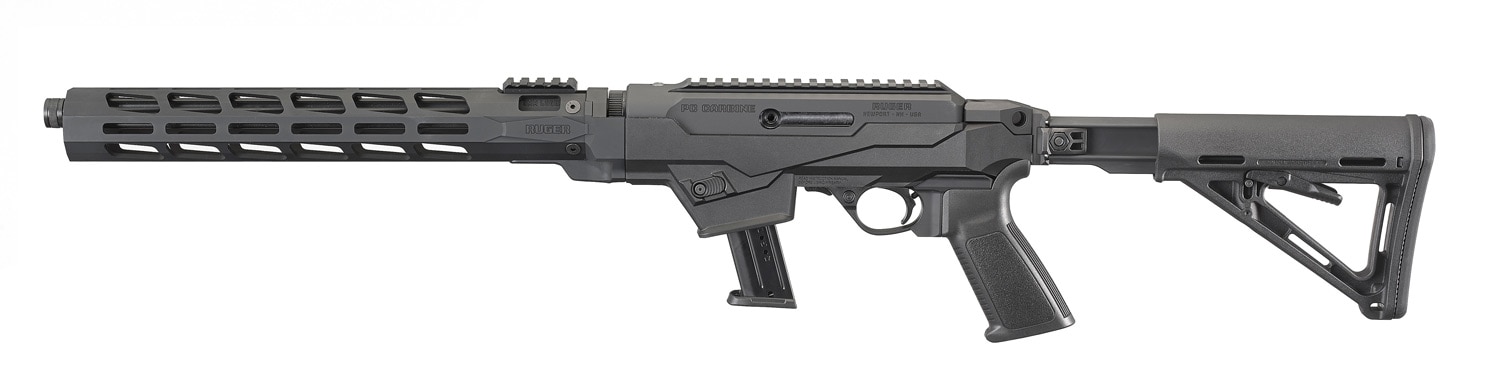 The model's CNC-milled handguard is Type III hard-coat anodized aluminum with Magpul M-LOK accessory attachment slots on all four sides. (Photo: Ruger)