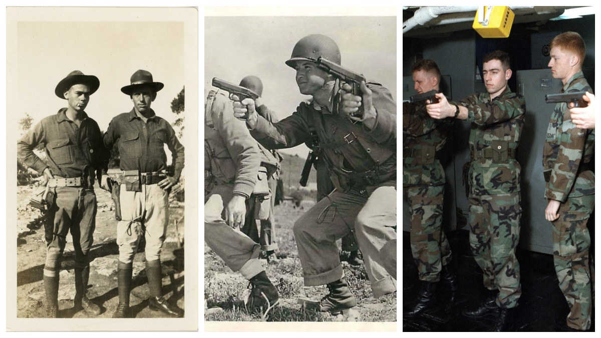 From 1916 through the late 1990s, the uniforms changed but the M1911 remained a common denominator. (Photos: Library of Congress)