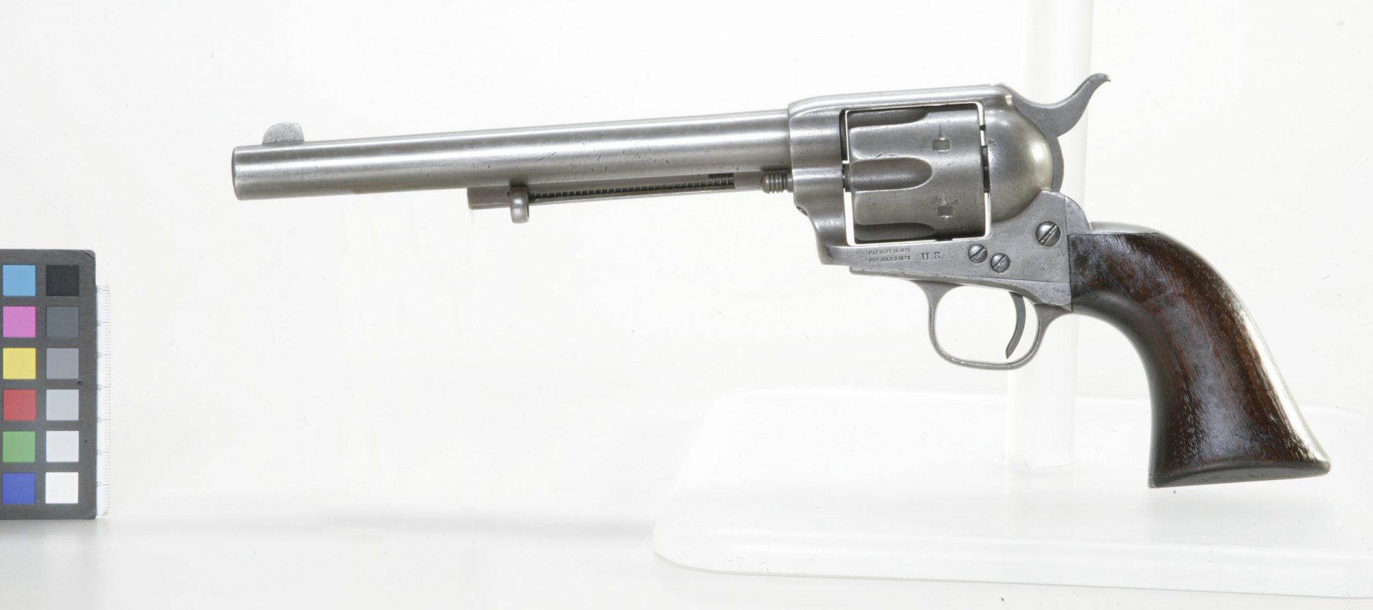 This early Colt Single Action Army, SN 5405, has an 1874 production date and U.S. military stamps. It was turned over by Sitting Bull to the Canadians and is now in the Canadian War Museum (Photo: CWM)