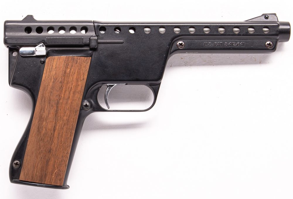 Produced for two years, this Gyrojet Mark II Semi-Automatic Rocket Pistol dates from October 1969-- near the end of the company's existence.