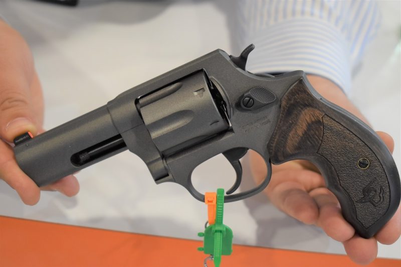 Shooters who appreciate solid hardwood grips can opt for the Tungsten Cerakote model Defender 856 (frame, barrel, and cylinder) with an Altamont walnut grip.