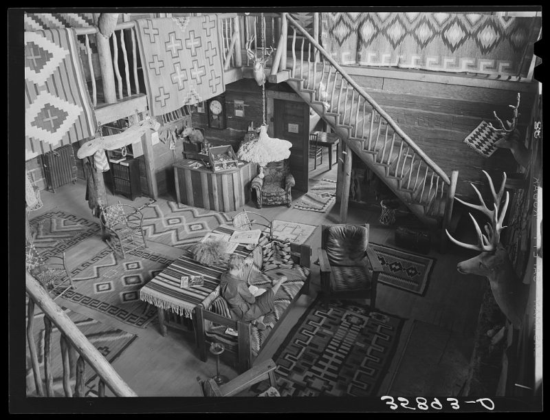 "Living room of the Navajo Lodge. Datil, New Mexico."