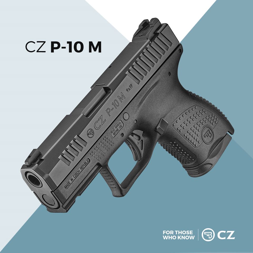 A catalog image of CZ P-10M pistol with the caption, "For those in the know"