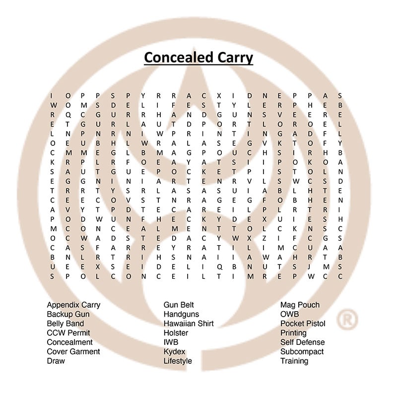 Concealed Carry Word Search