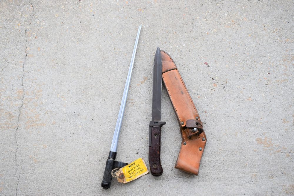 These oddballs are a Czech vz.58 pokey and a Chinese Norinco SKS spike bayonet, the latter removed during the great and expired AWB and sold as a curio (Photo: Chris Eger/Guns.com)