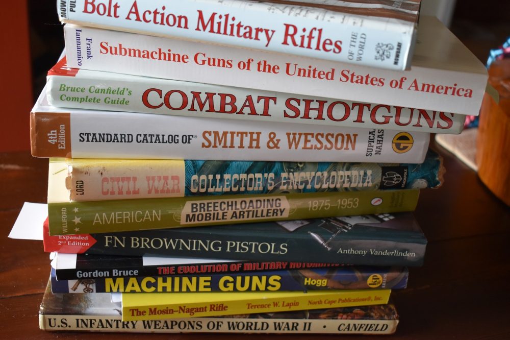 A stack of gun books