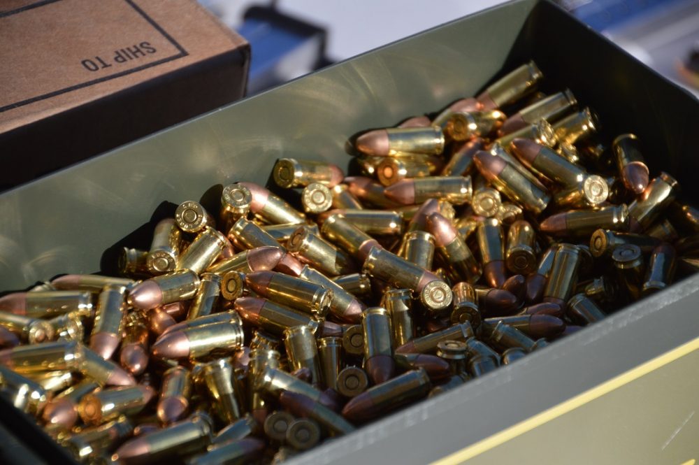 9mm brass ammo in can