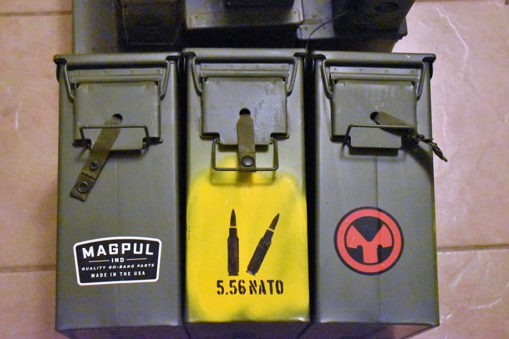 Ammo cans with stencils
