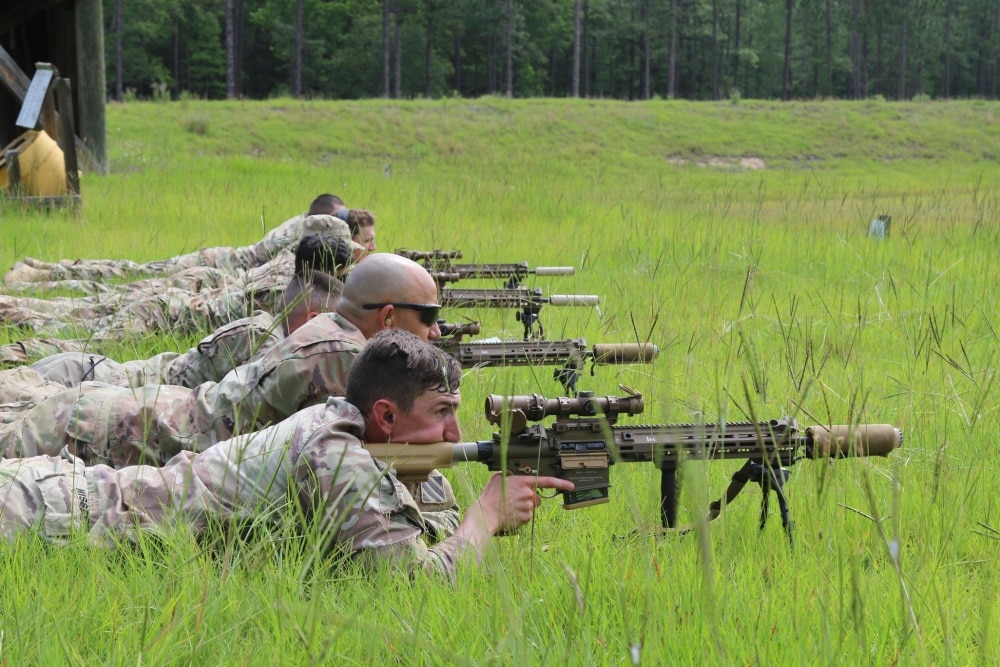 Soldiers from the 1st Armored Brigade Combat Team, 3rd Infantry Division, conduct weapons familiarization at the Fort Stewart, Ga., sniper range while fielding the U.S. Army’s new M110A1 Squad Designated Marksman Rifle, June 5th, 2020. 1ABCT was the first unit in the U.S. Army to field this rifle. The SDMR was designed to fill the capability gap between the standard issue rifle, and a sniper rifle.