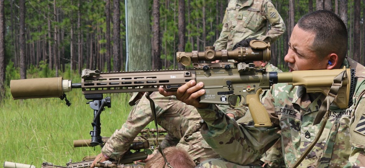 The SDMR includes offset backup sights, a Geissele mount, OSS suppressor, Harris bipod and Sig Sauer’s 1-6x24mm Tango6 optic. (Photo: U.S. Army) https://www.guns.com/firearms/search?keyword=tango%206&news=true&author=eger