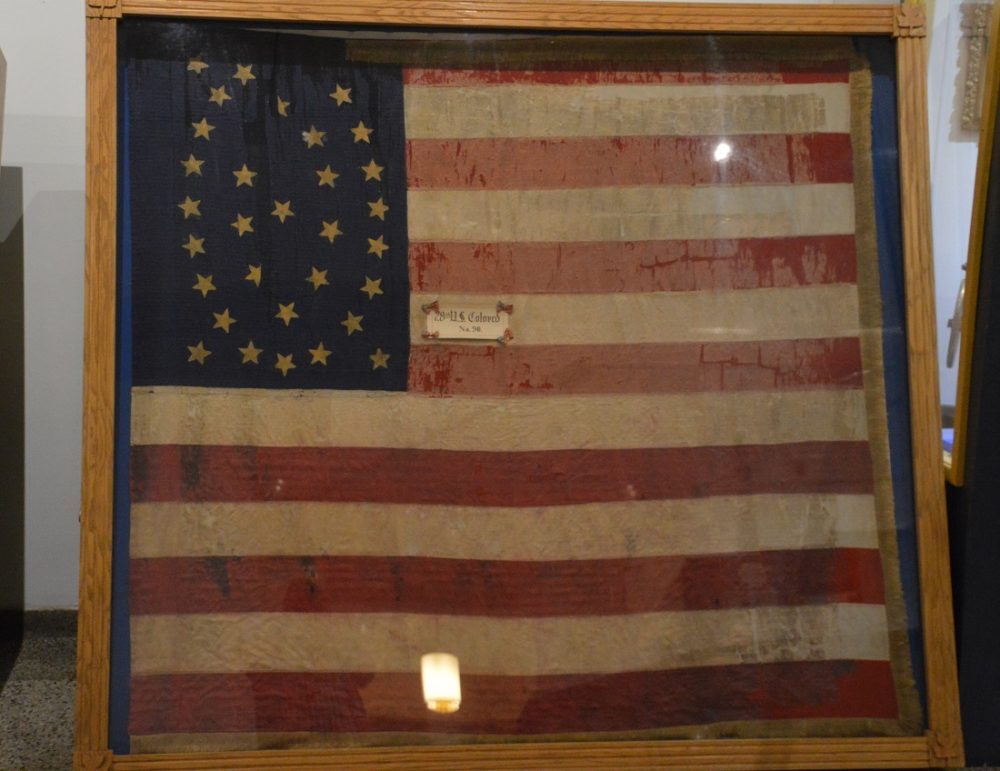 The battle flag of the Civil War-era 28th Regiment Indiana Infantry (Colored) at the Indiana War Memorial in.gov/iwm/2397.htm (Photo: Chris Eger/Guns.com)