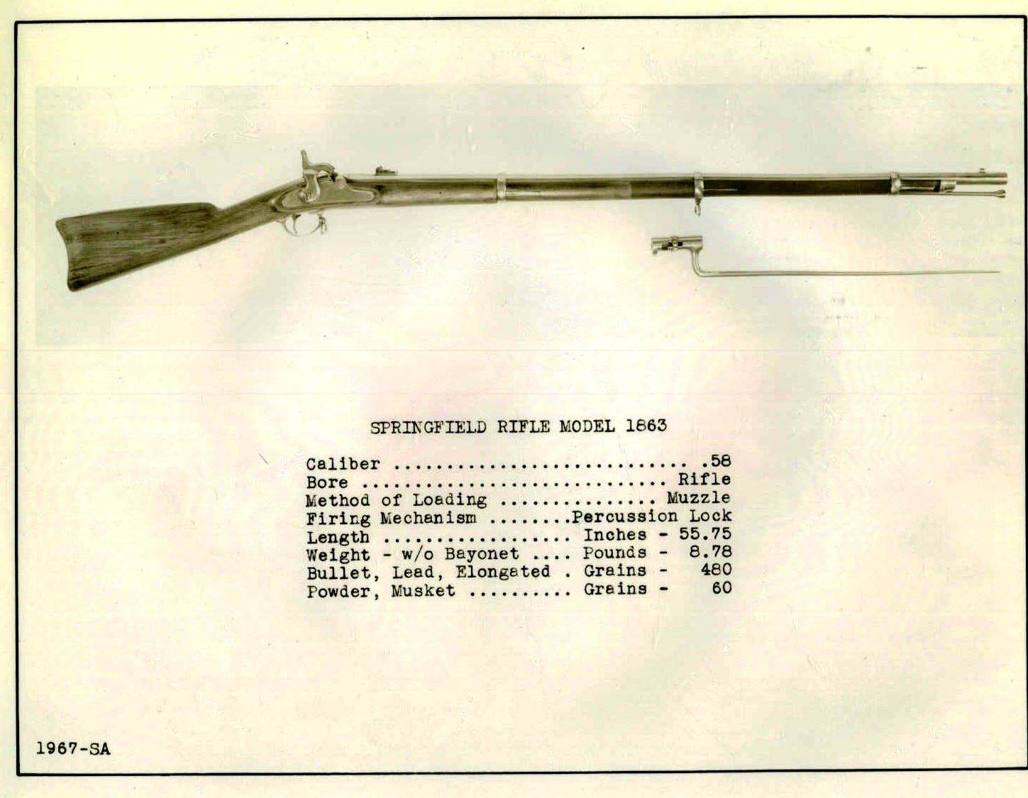 58 cal Springfield Rifle M1863 1967-SA.A.1